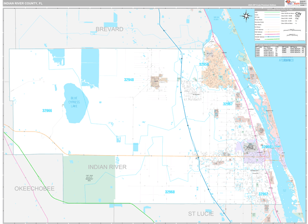 Indian River County, FL Zip Code Map